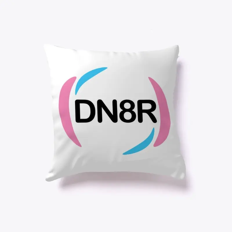 DN8R Pink & Blue Design White Pillow